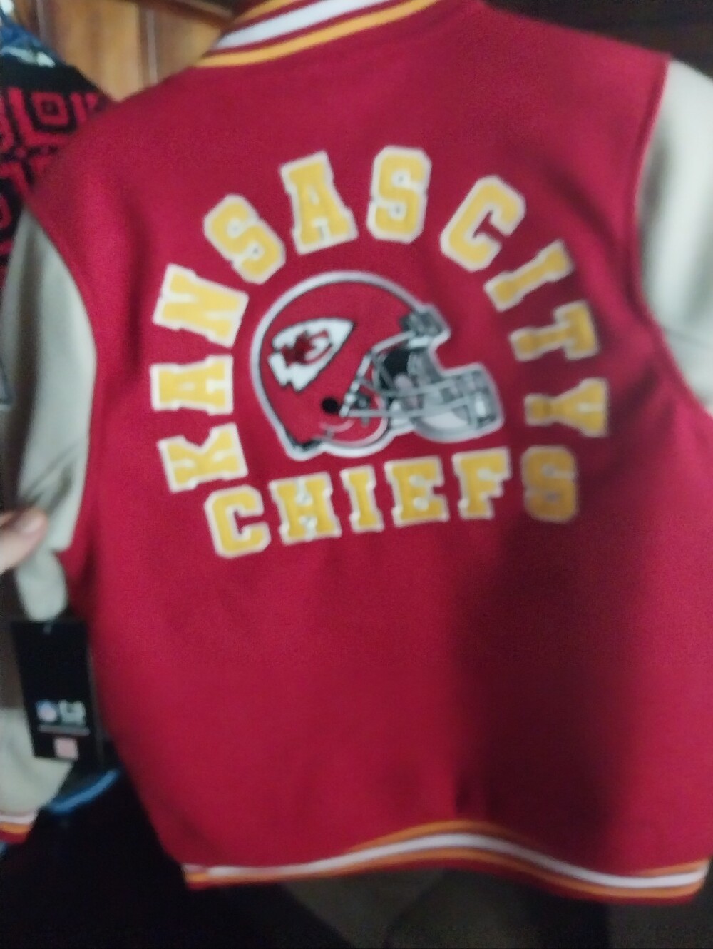 NFL Kids Red & Cream Kansas City Chiefs Letterman Jacket